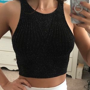 SOLD Sparkly Black Crop Top